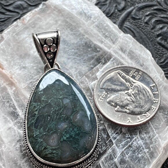 Moss Agate Stone Jewelry Crystal Pendant - Picture 3 of 8